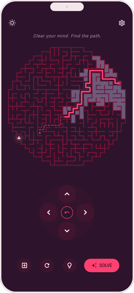 Mazefulness app screenshot 2 of 6 (iphone, dark theme)