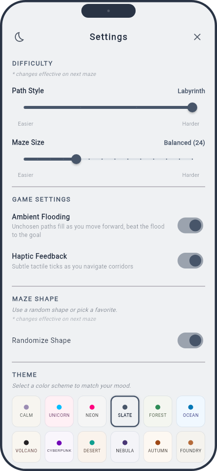 Mazefulness app screenshot 6 of 6 (iphone, light theme)